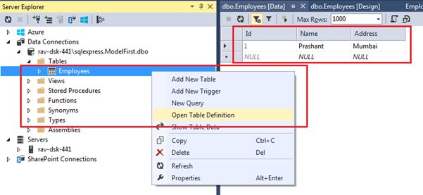Open Table Definition
